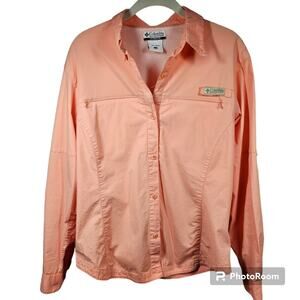 Columbia Sportswear Women's Long Sleeve Tiki Pink Vented Fishing Shirt Size L